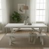 Classic white rustic 6 seater dining table set