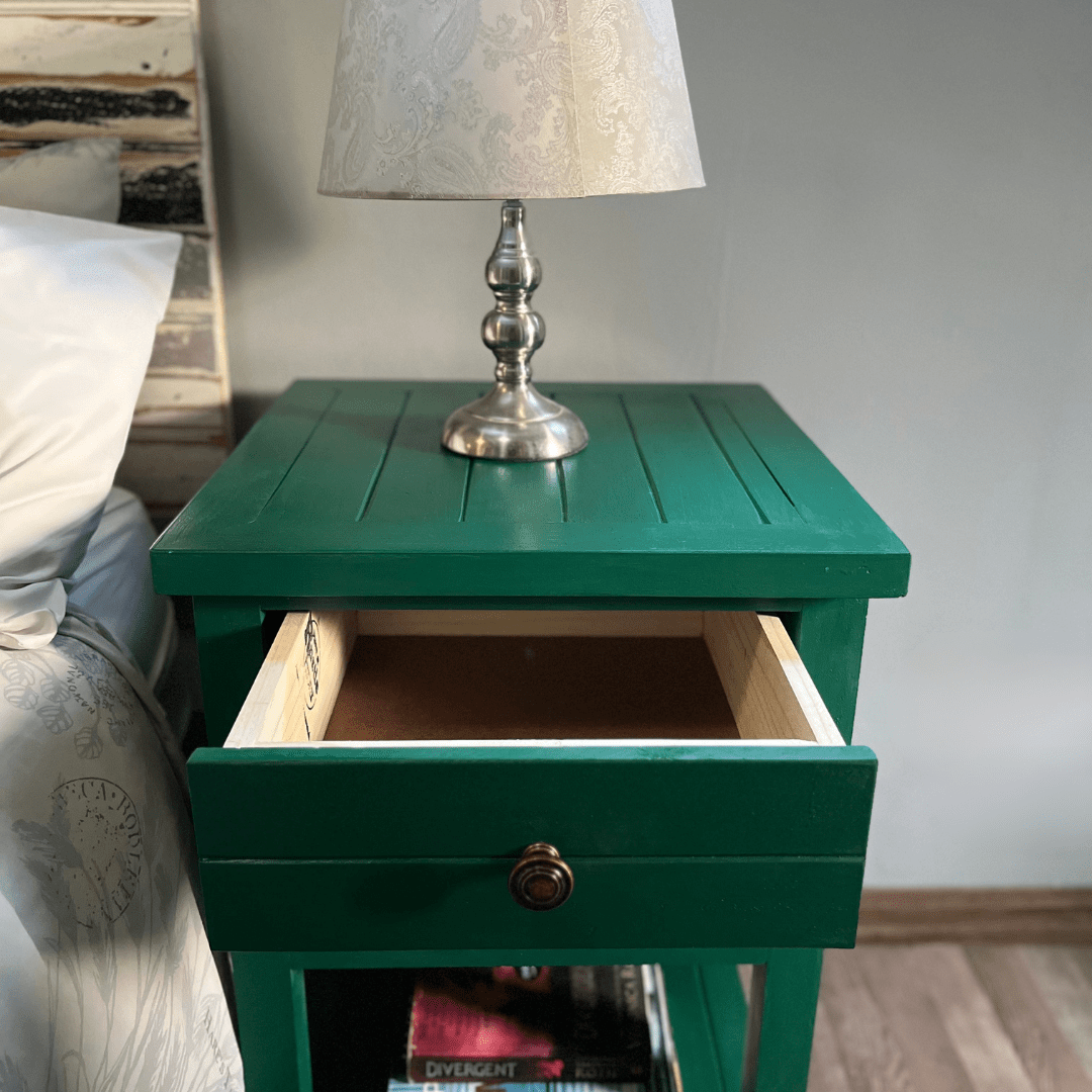 Alternative view of Rustic bedside table antique green