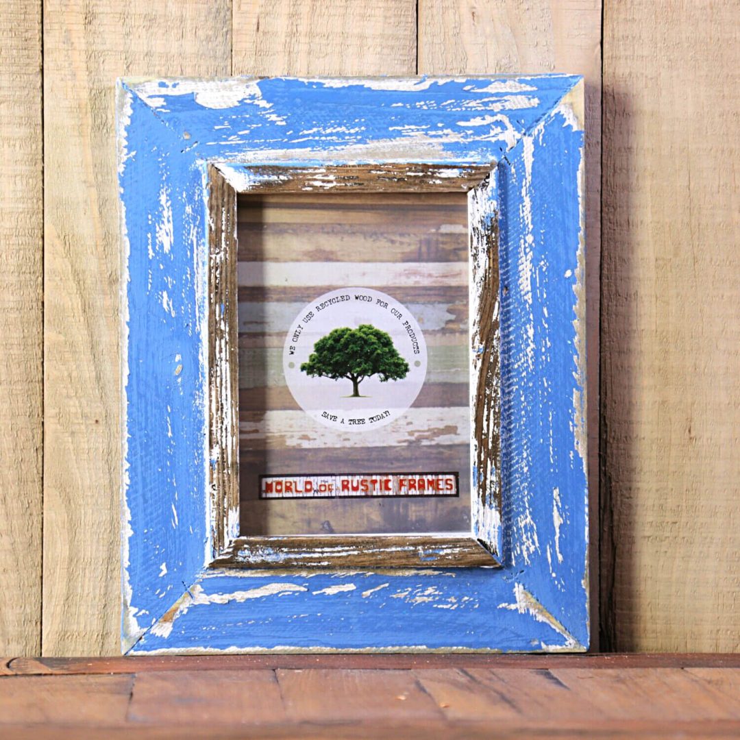 Sky Blue Rustic A5 Picture Frame