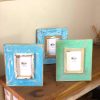 A6 blue wooden picture frame set of 3